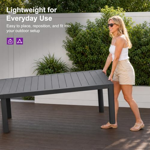 PURPLE LEAF Patio Dining Table for 10, All Aluminum Frame Height Adjustable - Image 4
