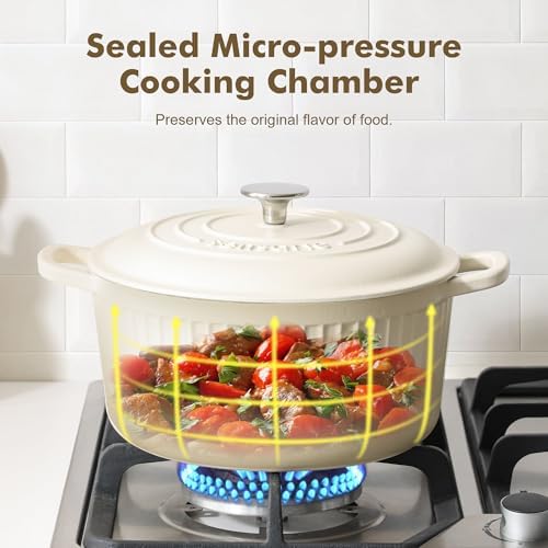 SENSARTE 5.5QT Enameled Cast Iron Dutch Oven Pot Casserole Dish with Lid - Image 5