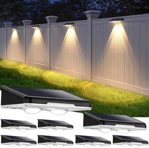 Brightever Solar Fence Lights Outdoor Black 8-Pack, 3000K/5000K/6500K by Brightever