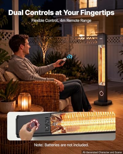 VEVOR Infrared Heater 1500W Electric Space Heater 8 Heat Settings Black - Image 6