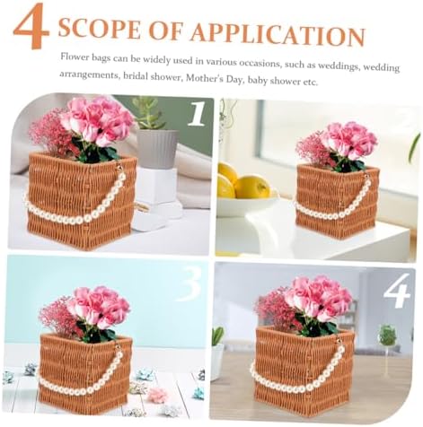 2 Pack Oval Imitation Rattan Serving Basket with Pearl Handles - Image 2