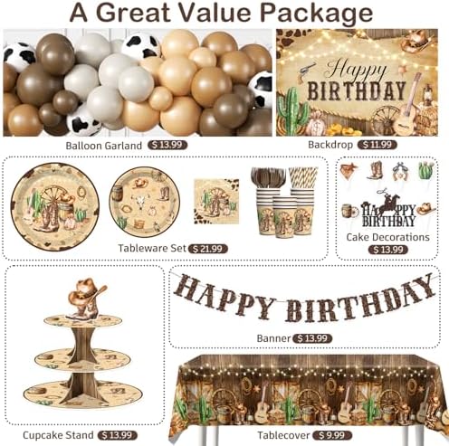 286pcs Western Party Decorations Complete Party Set - Image 3
