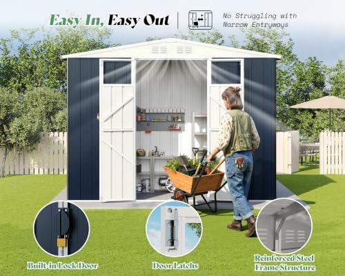 AMERLIFE 8x4x6 FT Outdoor Storage Shed with Clear Acrylic Door-Top Panels - Image 6