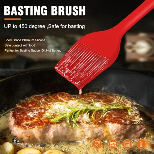 Walfos Silicone Basting Pastry Brush, 600°F Heat Resistant for BBQ Grill Baking Kitchen Cooking, BPA Free and Dishwasher safe - Image 3