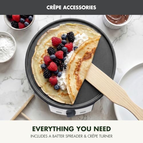 GreenPan Advanced 12" Crepe Maker, Ceramic Nonstick PFAS-Free Coating, Adjustable Temperature Control, 400°F Heating, Batter Spreader & Crepe Turner Included, Graphite - Image 7