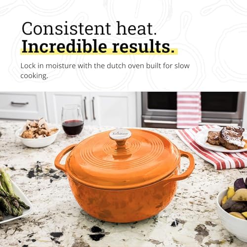 Lodge Essential Enamel Cast Iron Dutch Oven, 6 Quart, Apricot - Image 3