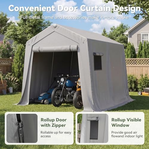 Aoxun 10x10 FT Outdoor Portable Storage Shed Tent for Motorcycle,Gray - Image 2
