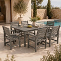 7-Piece Two-Tone Gray Patio Dining Table Sets, All-Weather HDPE Outdoor Furniture Set with Umbrella Hole, Light Gray Rectangular Table and 6 Dark Gray Chairs for Backyard Deck Garden by PatioKingdom