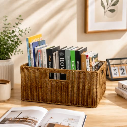Jumbo Wicker Basket, Rectangular Wicker Basket for Storage, 16.5 x 13 x 7.5 - Image 7