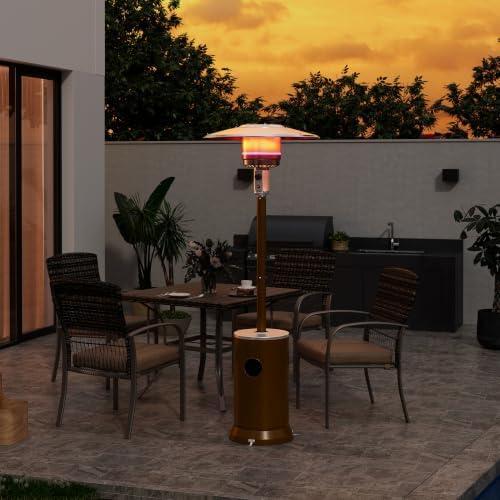 Pamapic Outdoor Propane Patio Heater, 2-in-1 Table Design, Double-Layer Stainless Steel Burner, with Heavy-Duty Waterproof Cover, Residential Use，Brown - Image 7