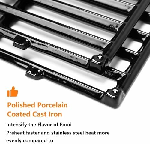 Uniflasy 7637 Grill Grates for Weber Spirit E210, Grill Replacement Parts for Spirit 200/Spirit II 200 GS4 E-210/E-220/S-210/S-220, Porcelain-Enameled Cast Iron, 17.5 Inch, 2-Pack - Image 4