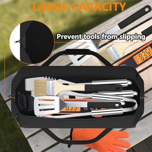 Grill Tool Storage Bag,Grill Utensil Storage Bag for Barbecue Tool up to 22",BBQ Utensil Storage Caddy with Pockets,Barbecue Utensil Case for Outdoor Grilling, Camping, Bag Only - Image 4