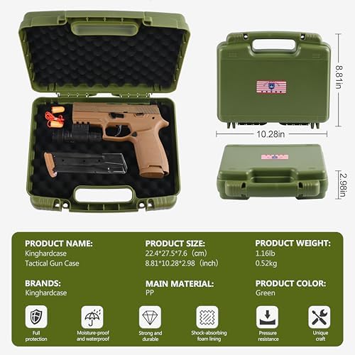 Kinghardcase 9mm Gun Case Lockable, TSA Approved Firearm Travel Case with TSA Lock, Pistol Case Hard Shell, Gun Safe for Handgun, Pistol, Revolver - Shockproof Gun Storage - Image 3