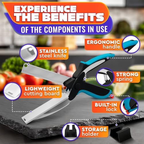 2 in 1 Kitchen Scissors for Food with Cutting Board, Safety Lock - Image 3