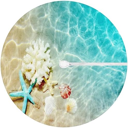 Fitted Round Tablecloth with Umbrella Hole and Zipper Starfish Coral Seashell Outdoor Elastic Table Cloth 45"-56" Oil-Proof Waterproof Summer Beach Patio Table Cover for Picnic Party - Image 6