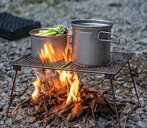 Titanium Pot Pan Set with Folding Handle Outdoor Camping Soup Pot Bowl Frying Pan Mess Kit Picnic Cookware - Image 6