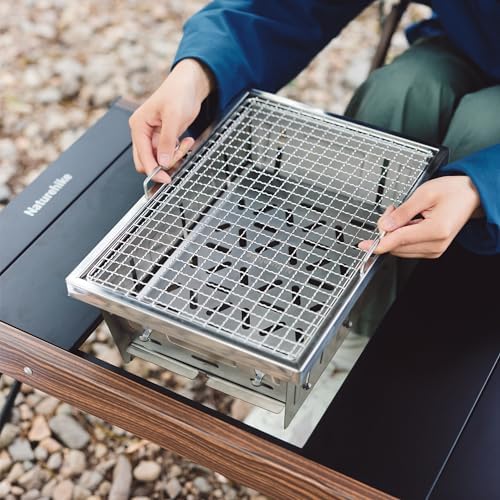 Naturehike Camping Charcoal Grill for IGT Table, Folding Barbecue Grill with Tongs & Carry Bag, Portable BBQ Grill for Outdoor Car Camping Cooking Tailgating - Image 2