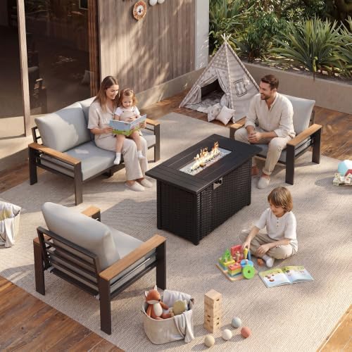 Aoxun Patio Furniture Set, Aluminum Outdoor Furniture with Fire Pit Table - Image 2
