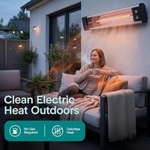SereneLife Infrared Patio Heater, 1500W, IP65 Approved, Odorless, Wall-Mounted Heater with Remote, Indoor/Outdoor for Patio, Restaurant, Backyard, Garage, Decks - Image 5