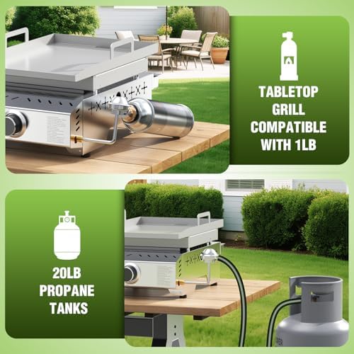 COWSAR Portable Gas Grill 8000 BTU 304 Stainless Steel Propane BBQ Griddle - Image 5