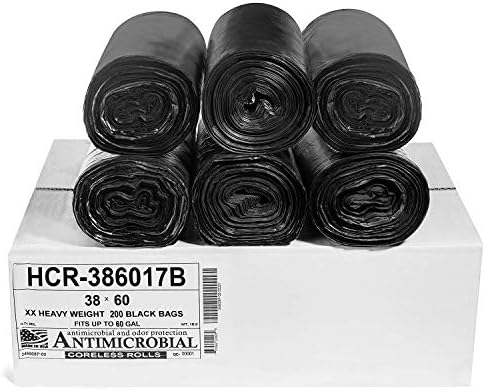 Aluf Plastics 60 Gal Black Trash Bags, 38" x 60" by AlufPlastics