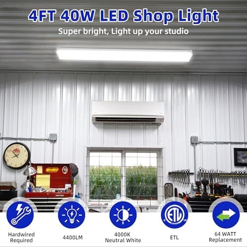hykolity 4FT 5.7" W LED Wraparound Light with 40W 4400LM 4000K, Hardwired - Image 2