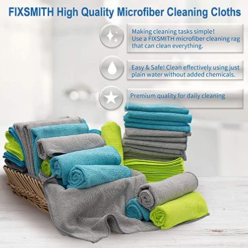 FIXSMITH Microfiber Cleaning Cloth - Pack of 100, Microfiber Towels for Cars 16 x 12 in, Highly Absorbent Cleaning Rags, Lint-Free, Streak-Free Cleaning Cloths for Car Kitchen Home Office - Image 3