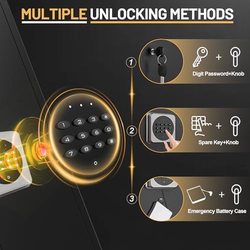 5-8 Gun Safe, Gun Safe for Rifles and Pistols, Long Quick Access Gun Cabinet with Digital Keypad, Adjustable Gun Racks, Alarm System, Mute Mode, Rifle Safe for Home Office, Assembled - Image 3