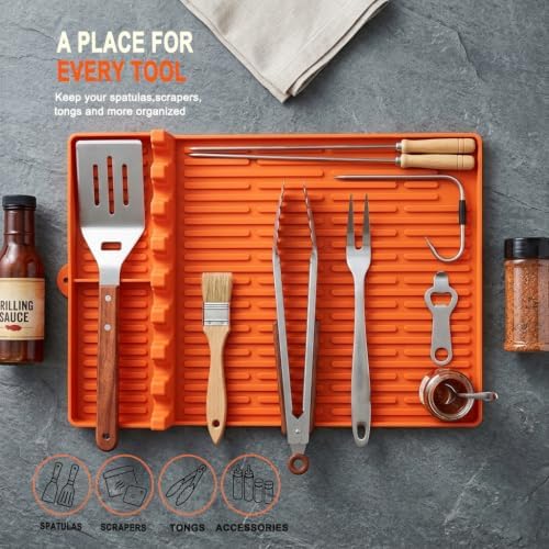 Silicone Grill Mat for Blackstone, BBQ Tool Rest with Grease Drip Pad(Grey) - Image 4
