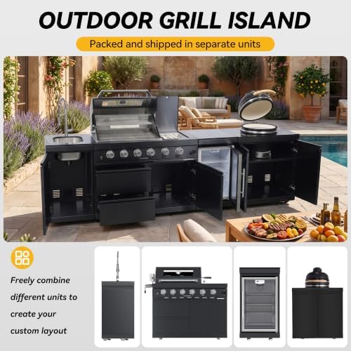 118" Outdoor Propane Gas Kitchen Island 4-Burner Grill, 304 stainless Steel - Image 4