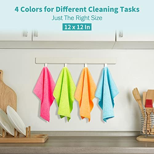 Microfiber Cleaning Cloth - 60 Pack Shop Towels, 12" x 12" Cleaning Rags Lint Free, Reusable Microfiber Towels for Cars Kitchen Automotive House Office - Image 2