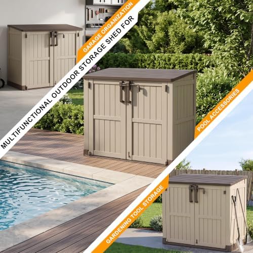 Outdoor Storage Box & Cabinet 36 Cu Ft, Patio Storage Box, Brown - Image 6