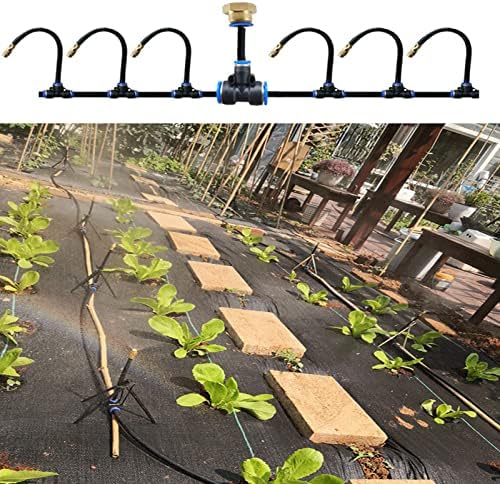 Outdoor Misting Cooling System Kit with Flexible Adjustable Nozzles & Flexible Misting Line & Filter, Patio Misters Mister System Drip Irrigation System for Outside Patio(Size:5m Tube+ 5 nozzles,) by Unknown