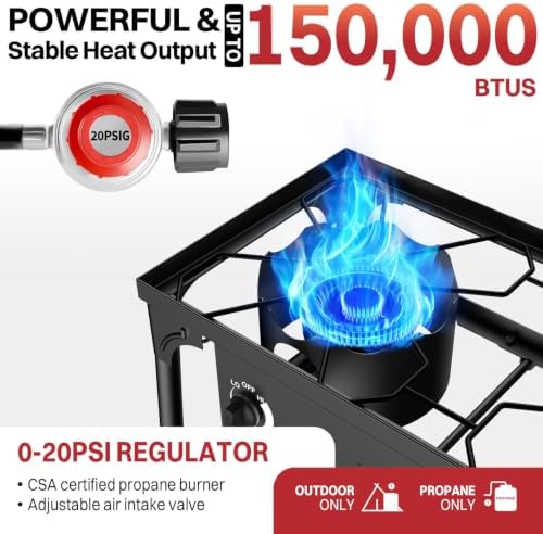 2 Burner Propane Camp Stove | 150,000 BTU | High Pressure Gas Burners - Image 2
