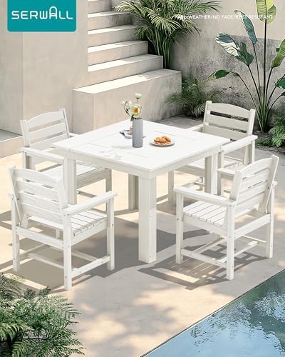 SERWALL HDPE Outdoor Square Dining Set for 4 - Image 5