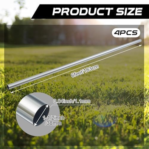 4 Pcs 1-1/2 Inch x 6ft Galvanized Chain Link Fence Extension Pipe/Tubing for Fence Top, Gates, Posts - Image 2