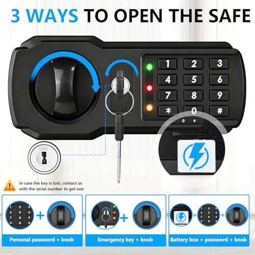 5.2 Cuft Large Home Safes Fire Waterproof, Fireproof Safe Box for Home with Programmable Keypad, Spare Keys and 3 Removable Shelves, Anti-Theft Security Fireproof Document Safe for Money Valuables - Image 5