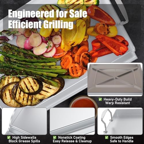Universal Stainless Steel Cooking Griddle, Nonstick Flat Top Plate Insert for Gas Top Stove and Charcoal Grills, Tailgating, Camping and Parties, 23" x 16" Plancha Para Cocinar - Image 4