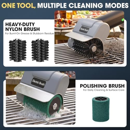 Upgraded Electric Grill Brush, Cordless Electric Grill Cleaner, Hard Nylon Heads, Dual Safety Lock, 2600mAh Battery - Image 5