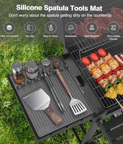 Silicone Grill Mat for Blackstone Griddle Accessories, 8-Slot Tool Mat - Image 2