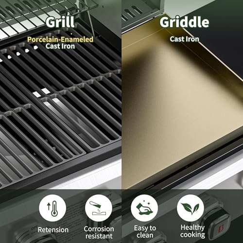 Brand-Man 6-Burner Propane Gas Grill Griddle Combo 2-in-1 Outdoor BBQ Grill - Image 5