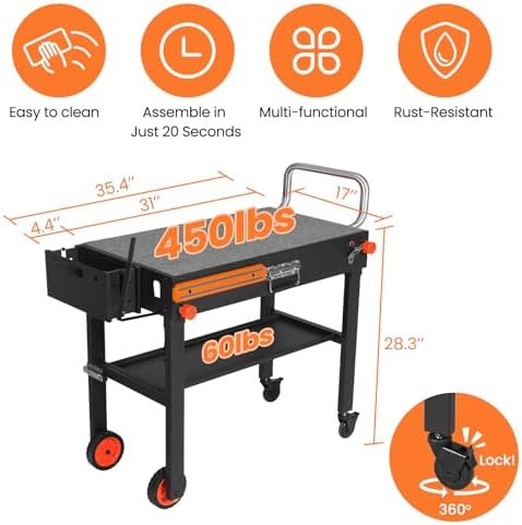Folding Grill Table for Blackstone 17" & 22" Griddle, Portable Grill Cart - Image 6
