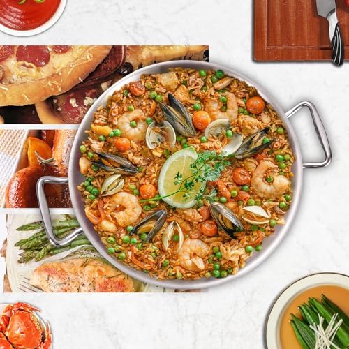 13-Inch Tri-Ply Stainless Steel Paella Pan with Lid | Induction Compatible - Image 5