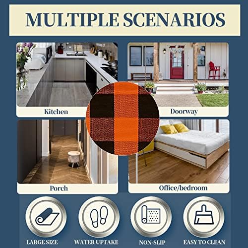 SEEKSEE Halloween Decor Buffalo Plaid Outdoor Rug 27.5x43 Orange and Black Front Door Mat, Layering Rug for Porch, Halloween Doormat, Front Porch Rug for Outdoor Entrance Entryway Patio Porch Decor - Image 7