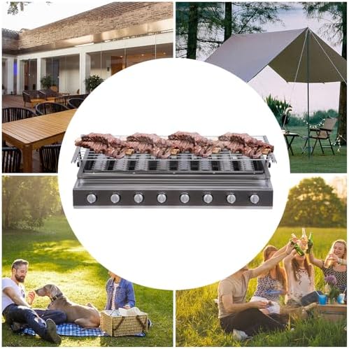 BBQ Gas Grill, Stainless Steel Tabletop 8 Burners Gas BBQ Grill Multi-function Outdoor Cooker for Outdoor Camping Picnic Restaurants, Barbecue stores - Image 5
