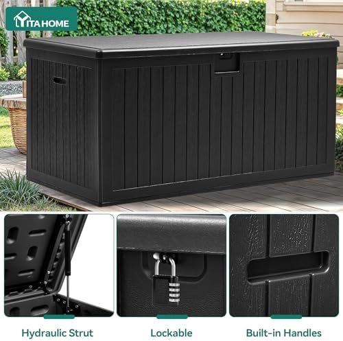 YITAHOME 260 Gallon Large Deck Box with Divider & Side Handles - Image 4