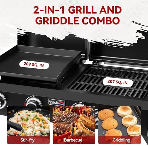 Royal Gourmet 4 Burner Propane Gas Grill and Griddle Combo with Hood - Image 4