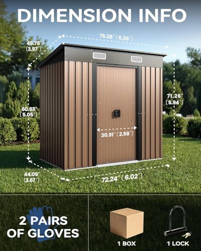 Metal Outdoor Storage Shed with Lockable Sliding Door 6x4FT - Image 2
