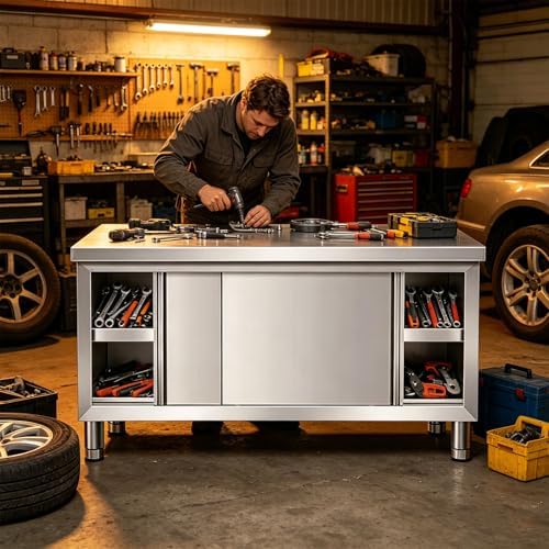 Stainless Steel 40×19×32 in Commercial Prep Work Table - Image 5