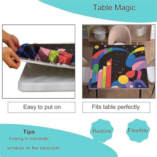 Square Card Tablecloth, Modern Geometric Pattern Printed on Oilproof Outdoor Dining Table Cover, Ideal for Weddings Birthdays Events, Fit for 44" x 44" Square Tables - Image 3